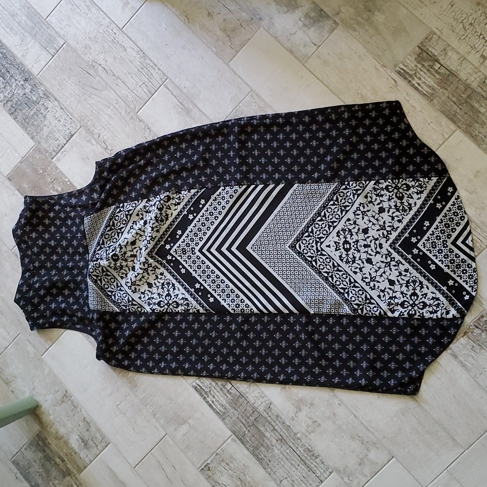 Xhilaration Small Black White Sleeveless Shift Dress Bandana Patchwork Print - Picture 9 of 9